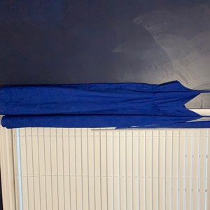 Royal blue jumpsuit with tie.